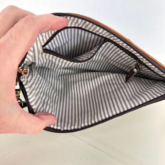 Vaan & Co Small Black  Brown Pieced Leather Wristlet Bag - Picture 3 of 6